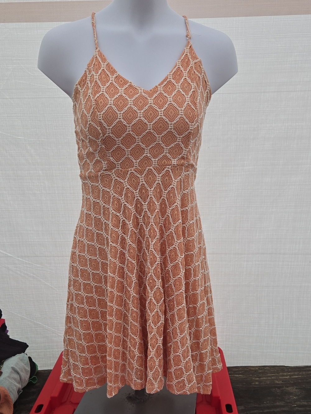 Kimchi Blue Peach Lace Fit-and-Flare Mini Dress